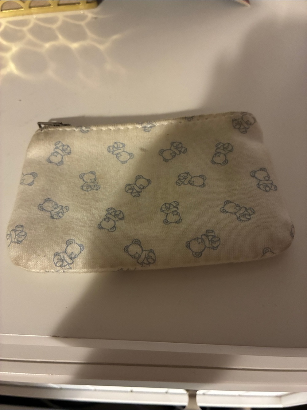 Brandy Melville Wallet Kids Beige Teddy Print Zipper Pouch